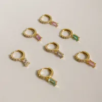 Rectangular Pendant Brass Fashion Earrings Wholesale Jewelry Nihaowholesale main image 4