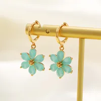 Fashion Flower Copper Artificial Gemstones Earrings main image 1