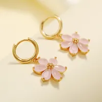 Fashion Flower Copper Artificial Gemstones Earrings main image 4