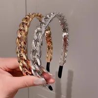 Cross-border New Arrival Candy Color Chain Headband Female Partysu Temperamental Headband Out Hair Pressing Headwear Resin Hair Accessories main image 2