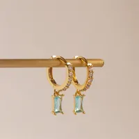 Rectangular Pendant Brass Fashion Earrings Wholesale Jewelry Nihaowholesale sku image 2