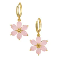 Fashion Flower Copper Artificial Gemstones Earrings sku image 2