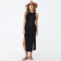 Women's Casual Fashion Round Neck Rib-knit Hollow Out Sleeveless Solid Color sku image 6