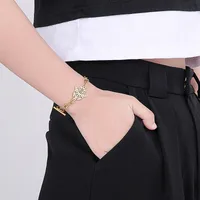Fashion Geometric Titanium Steel 18K Gold Plated No Inlaid Bracelets In Bulk main image 2