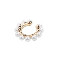 Wholesale Jewelry Retro C Shape Alloy Artificial Gemstones Inlaid Pearls Earrings sku image 1