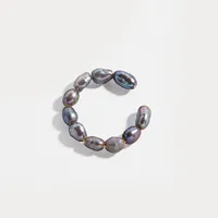Wholesale Jewelry Retro C Shape Alloy Artificial Gemstones Inlaid Pearls Earrings sku image 2