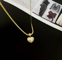 Wholesale Jewelry Heart 304 Stainless Steel Titanium Steel Artificial Pearls 18K Gold Plated Inlaid Gold Pendant Necklace main image 2