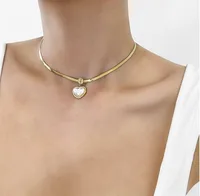 Wholesale Jewelry Heart 304 Stainless Steel Titanium Steel Artificial Pearls 18K Gold Plated Inlaid Gold Pendant Necklace main image 3