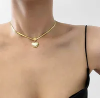 Wholesale Jewelry Heart 304 Stainless Steel Titanium Steel Artificial Pearls 18K Gold Plated Inlaid Gold Pendant Necklace main image 5