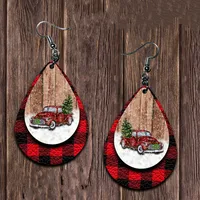 Christmas Tree Car Printing Leather Drop Earrings Wholesale Nihaowholesale main image 1