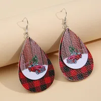 Christmas Tree Car Printing Leather Drop Earrings Wholesale Nihaowholesale main image 2