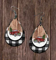 Christmas Tree Car Printing Leather Drop Earrings Wholesale Nihaowholesale main image 3