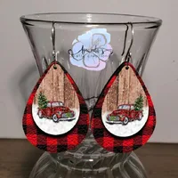 Christmas Tree Car Printing Leather Drop Earrings Wholesale Nihaowholesale main image 4