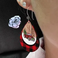 Christmas Tree Car Printing Leather Drop Earrings Wholesale Nihaowholesale main image 5