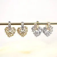 Luxurious Fashion Simple Style Heart Copper Artificial Gemstones Earrings main image 3