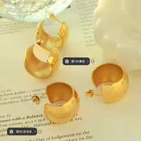 Fashion C Shape Plating 304 Stainless Steel No Inlaid 18K Gold Plated Earrings main image 2
