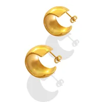 Fashion C Shape Plating 304 Stainless Steel No Inlaid 18K Gold Plated Earrings main image 5