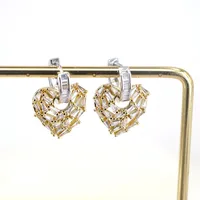 Luxurious Fashion Simple Style Heart Copper Artificial Gemstones Earrings sku image 2