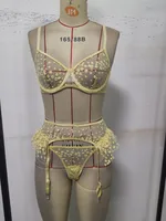 Simple Solid Color Sexy Lace Stitching With Steel Ring Sexy Women's Underwear Set sku image 1