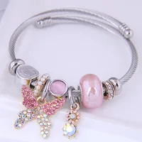 Fashion Metal Simple Butterfly Pendant Inlaid Rhinestone Accessories Bracelet main image 2