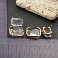 Simple Geometric Square Crystal Transparent Glass Large Earrings main image 2