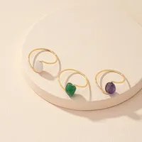 Beads Ring Female Niche Simple Retro Stone Ring Couple Ring main image 4