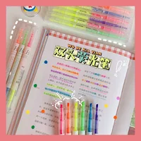 Simple Candy Color Double-headed Highlighter Students Marker Pen main image 3