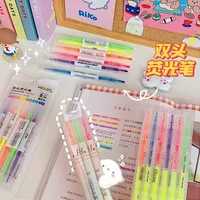 Simple Candy Color Double-headed Highlighter Students Marker Pen main image 4