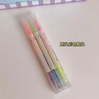 Simple Candy Color Double-headed Highlighter Students Marker Pen sku image 2