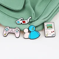 Creative Game Console Handle Cartoon Sunny Doll Glasses Alloy Brooch main image 3