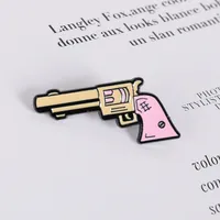 Creative Cartoon Pink Pistol Brooch Girl Cute Japanese Cute Metal Gun Badge main image 2