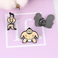 Japanese Sumo Wrestler Brooch Creative Alloy Dripping Oil Character Pin main image 3