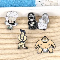 Japanese Sumo Wrestler Brooch Creative Alloy Dripping Oil Character Pin main image 4