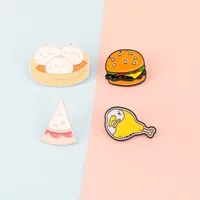 Fashion Cartoon Pizza Hamburger Bun Chicken Leg Collar Pin Badge main image 2
