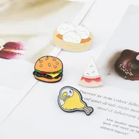 Fashion Cartoon Pizza Hamburger Bun Chicken Leg Collar Pin Badge main image 3