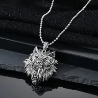 Retro Punk Wolf Head Alloy Pendant Necklace Wholesale main image 1