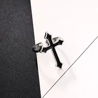 Retro Punk Style Black Big Cross Ring Gothic Alloy Ring main image 2