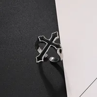 Retro Punk Style Black Big Cross Ring Gothic Alloy Ring main image 3