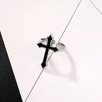 Retro Punk Style Black Big Cross Ring Gothic Alloy Ring main image 4