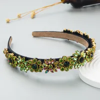 Fashion Baroque Inlaid Color Rhinestone Flower Wholesale Headband main image 2
