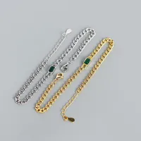 Simple Hollow Chain S925 Silver Emerald Geometric Bracelet main image 2