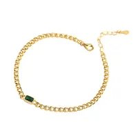 Simple Hollow Chain S925 Silver Emerald Geometric Bracelet main image 5