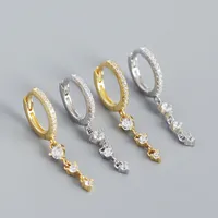 925 Sterling Silver Gem Geometric Earrings main image 5