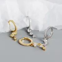925 Sterling Silver Gem Geometric Earrings main image 3