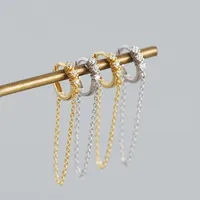 925 Sterling Silver Gem Geometric Earrings main image 3