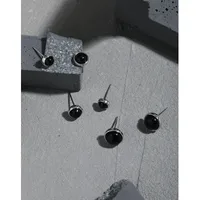 Fashion Geometric Round Micro-inlaid Black Agate S925 Sterling Silver Earrings main image 2