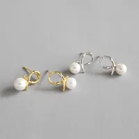 Fashion S925 Sterling Silver Simple Knotted Bead Earrings main image 1