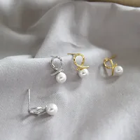 Fashion S925 Sterling Silver Simple Knotted Bead Earrings main image 2