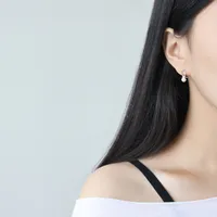 Fashion S925 Sterling Silver Simple Knotted Bead Earrings main image 4