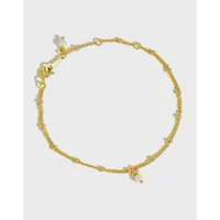 Simple S925 Sterling Silver Simple Bead Chain Pearl Bracelet main image 1